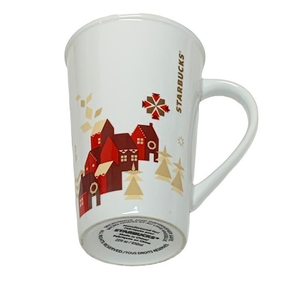 Starbucks 2013 Holiday Christmas Tall‎ Coffee Tea Mug 12 oz White w Red Preowned